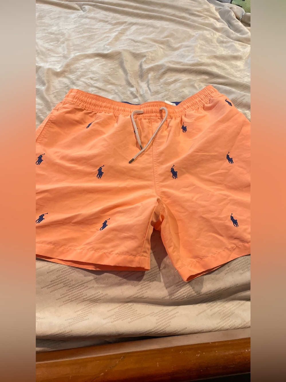 Polo by Ralph Lauren Men’s Orange Embroidered Swim Shorts Size Large